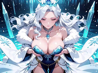 Silver-Haired Ice Mage in a Crystal Hall! Casting magic while looking effortlessly cold, yet her lips are trembling.