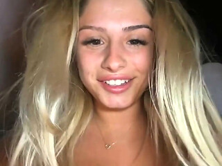 18 Year Old Italian Webcam Star Blonde Walks Outside with Anal Plug and Toy Then Deepthroats Her Trainer