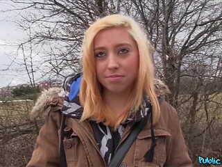 Watch this Innocent Teenager get bent over for cash & get a hot creampie in public