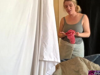 Stepmom fucks stepson after he steals her panties
