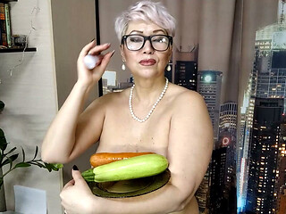 A Charming Mature Lady and a Zucchini...))