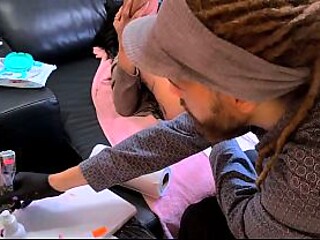Rich girlfriend gets tattooed and fucked