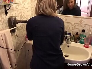 Busty wife bends over for a kitchen fuck