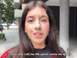 Love walking covered in public cum