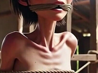 Extremely Skinny Girl in Bondage - Desperate in Brazilian Construction Site