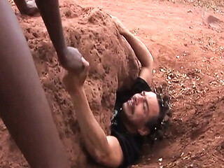 Mature ebony MILF takes on multiple cocks outside in a wild scene