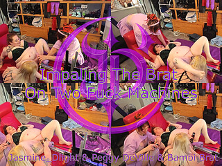 Jasmine_dlight & Peggy Deville & Bambi Brat - Impaling the Brat on Two Fuck Machines