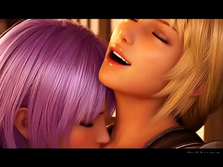 Sophitia x Ayane lesbian kissing (Soul Calibur, Ninja Gaiden / AI generated)