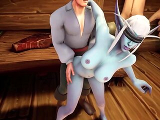 Elf Fucks Night Elf with a Blindfold in the Kitchen - Warcraft Porn Parody