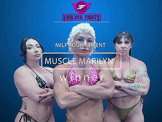 Lesbian Wrestling Threesome: Brandi Mae vs Ecko Belle vs Muscle Marilyn - Big Ass Blondes Nude Catfight & Strapon Sex