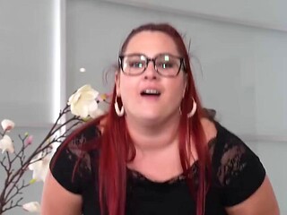Curvy BBW Sabine Pounds Intern in the Office