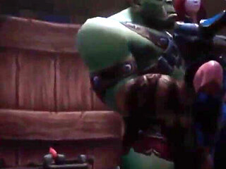 Elf double teamed by an Ork and a Troll