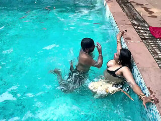 Indian Couple Hot Pool Sex - Full Fucking Video with Deep Throat & Creampie
