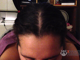 Pretty MILF Lorie Cree sucking cock and taking a hot load in her mouth.