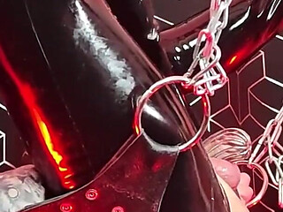4 Hand Fisting by 2 Latex Dominas - Sling Fisting Extreme