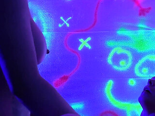 Trashy Neon Girl on Girl Strap Om Fuck