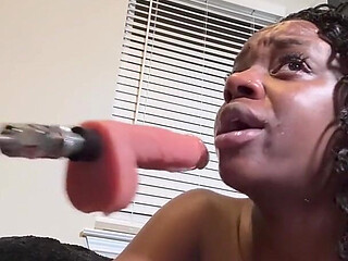 Ebony Fucks Throat and Squirt Uncontrollably