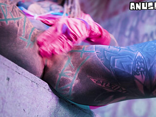 Tattoo Girl Solo Double Penetration with Toys - ANAL Mastrubation - ATM, goth, punk, DP