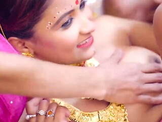 The Indian bride with big boobs blindfolded and gang-banged