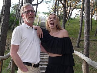 Outdoors fucking in the woods with small tits girl Goldy Kim