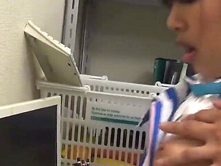 Brunette Asian MILF in Uniform Deepthroats Thick Cock