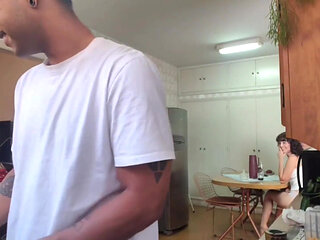 Fucking the Cuckold's Wife While He Washes the Dishes and He Didn't Even Notice