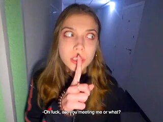 We Fucked in the Stairwell while Parents are at Home - Cum in Panties and Put...