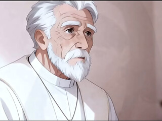 THE NUN AND SEX. OLD MAN WITH YOUNG WOMAN. AI GENERATED