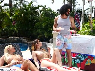 Chanel Brooks & Mila Monet share a big sausage to celebrate the 4th of July