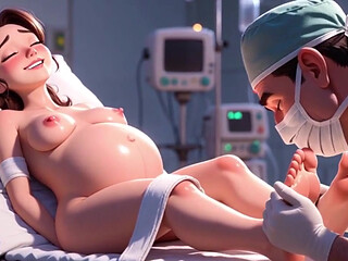 Naughty Doctor Sucking Pregnant Patient Toes in Surgery