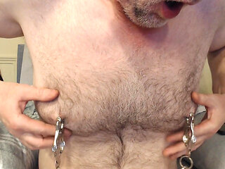 Spiked Clover Clamps on My Tips of Nipples