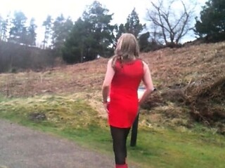 Crossdresser Strips Outdoors