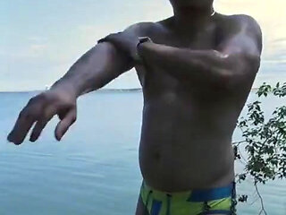 Lake Day Mood: Oiled up, Flexing, and Shamelessly Showing off-because Some Reflections Deserve a Standing Ovation.