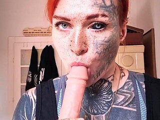 Blowjob on a Realistic Dildo