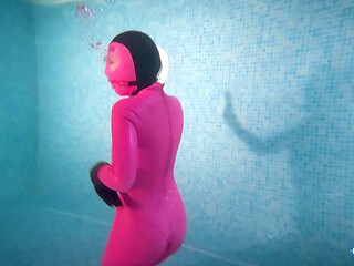 Hooded Latex Slave Weighted Underwater Control