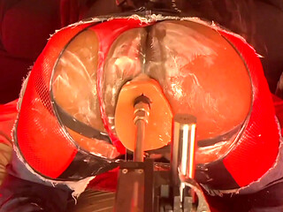 Femboy gaped by dildo on Fuck Machine