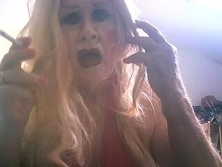 Disgusting aging femboy, Sarah smokes and poses like a whore, she needs  humiliating, wants your cum and piss running her slu fac
