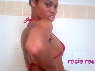 Soaking Wet Jeans & Hot Red Bikini Tease