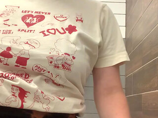 Dada's cum sock in my mouth in a public restroom