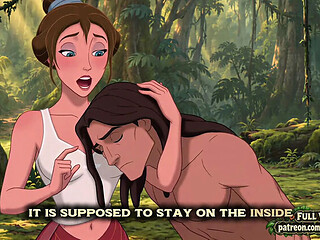 Jane and Tarzan First Contact: He Explores Her Naked Body in Jungle Sex