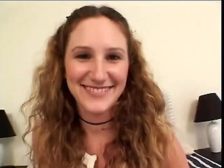 Youthful 19-year-old with lovely curly hair gives a sweet blowjob while