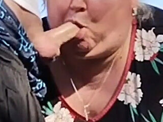 Mother-in-law Holds My Dick While I Pee and Then Sucks It in Public