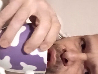 I dip my cock in the hot coffee