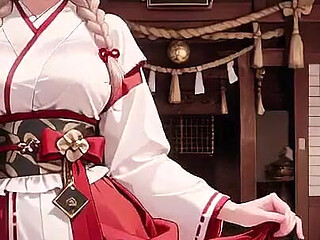 Forbidden Contrast Between Shrine & Bedroom, Wet Secrets Under Red & White Kimono.
