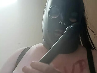 BBW TV face fucking herself with a dildo