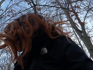 Creepy girl plays with her pink pussy in the Blair Witch Woods