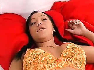 German milf with massive big tits plays with her muff in casting couch session