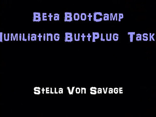 Booted Beta boy takes humiliating butt plug fall