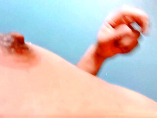 more hardcore nipple stretching with nipple pump, suckers clamps and fingers in broad daylight while wearing sexy thong