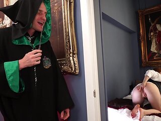 Sweet Witch Blows Teacher and Takes His Cock Up Her Ass